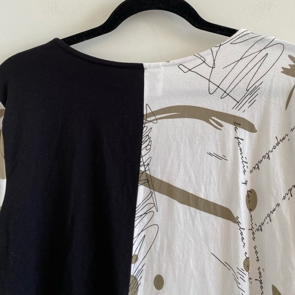 Parsley & Sage Black and White Abstract Lagenlook 3/4 Sleeves Blouse Size L - Picture 10 of 10